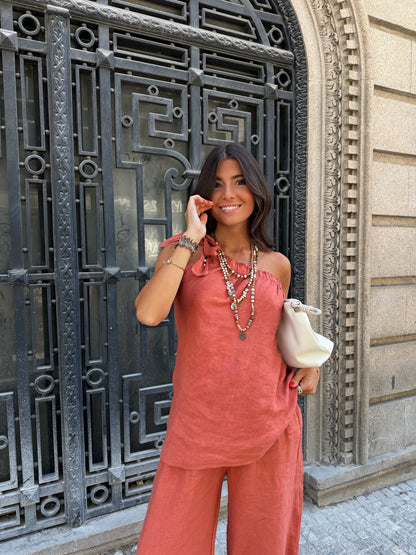 Terracotta Linen Two-Piece Set