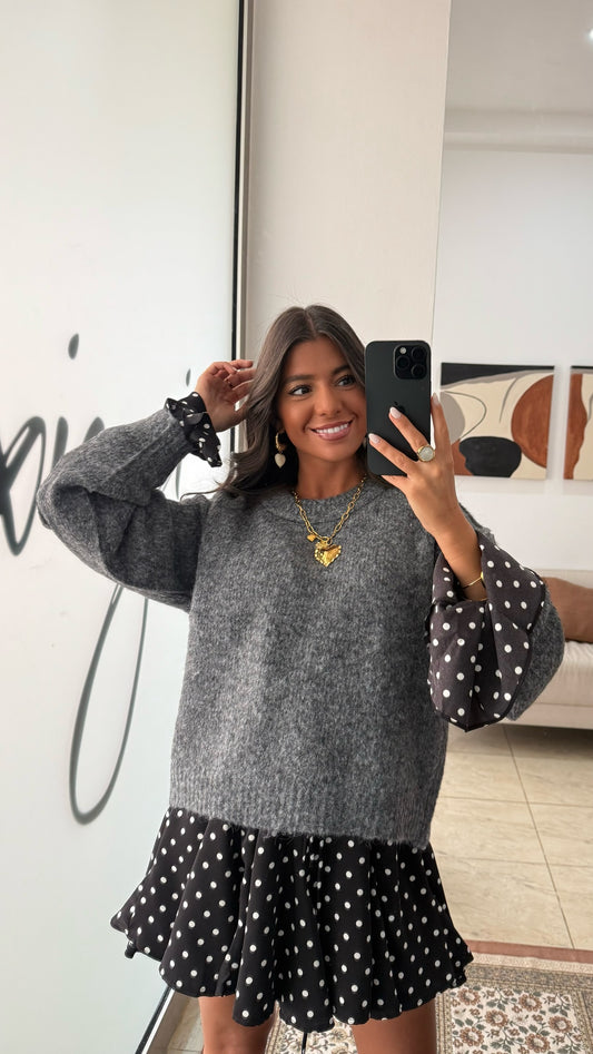 Dark Grey Wool-Blend Sweater