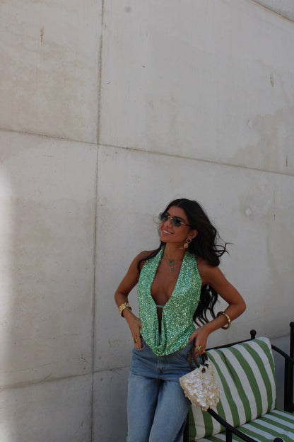Emerald Spark Halter Top