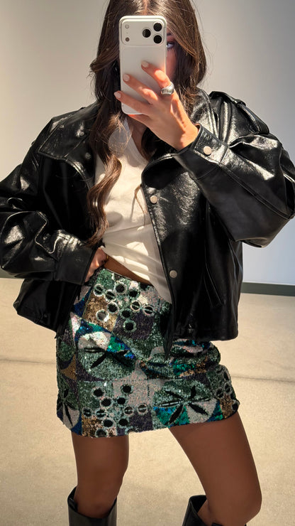 Emerald Sequin Statement Skirt