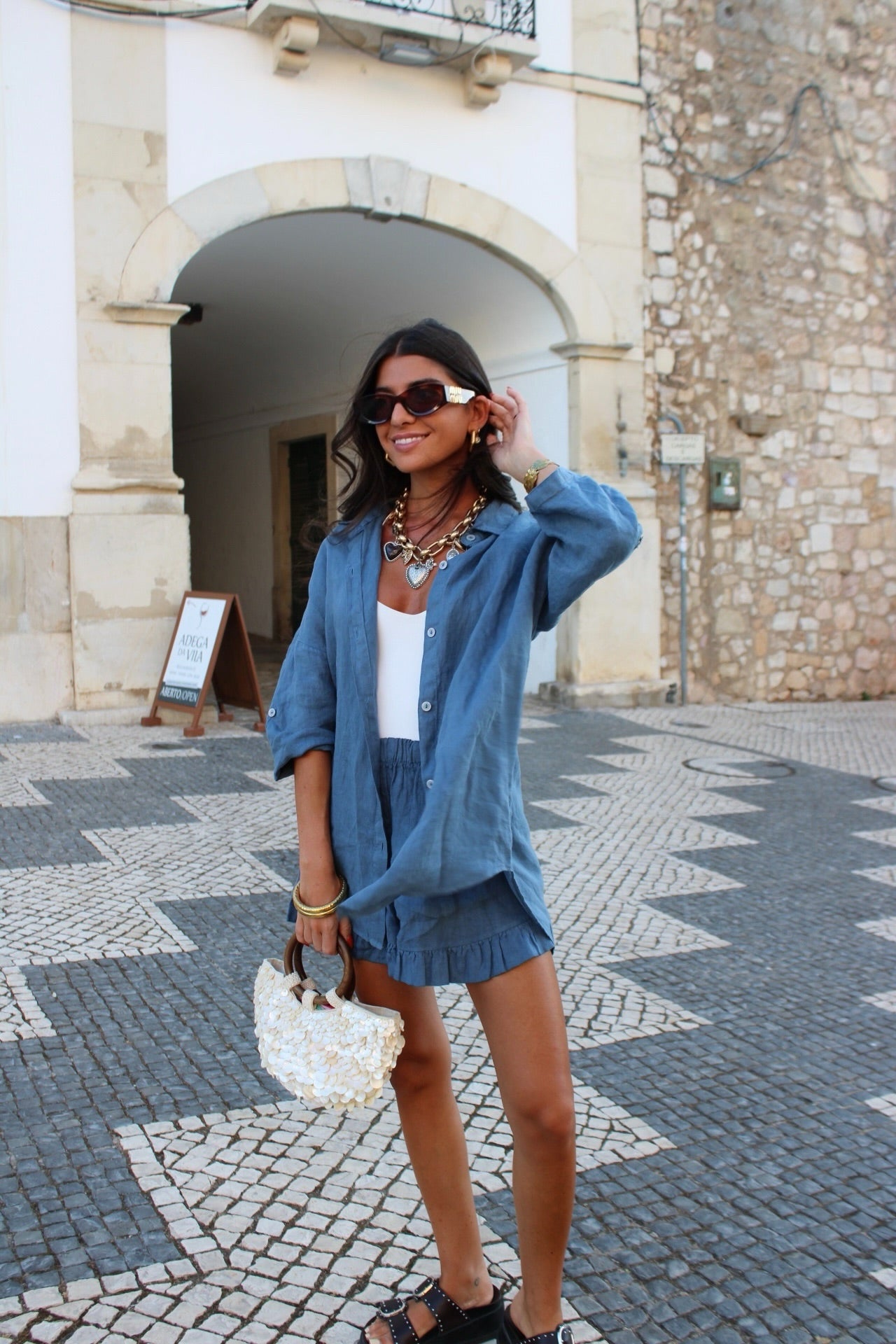 Smoky Blue Linen Set