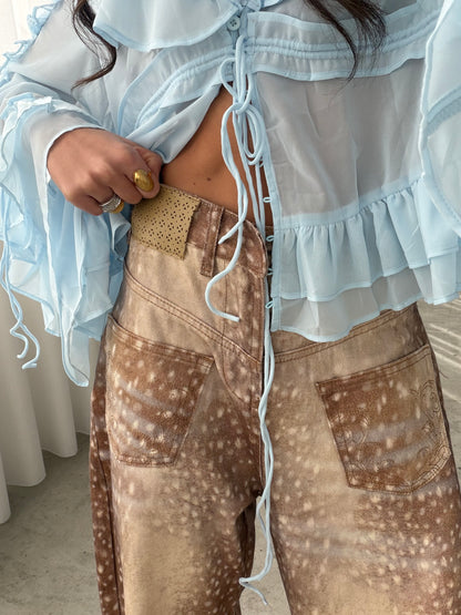 Reverse Seam Bambi Print Barrel Jeans