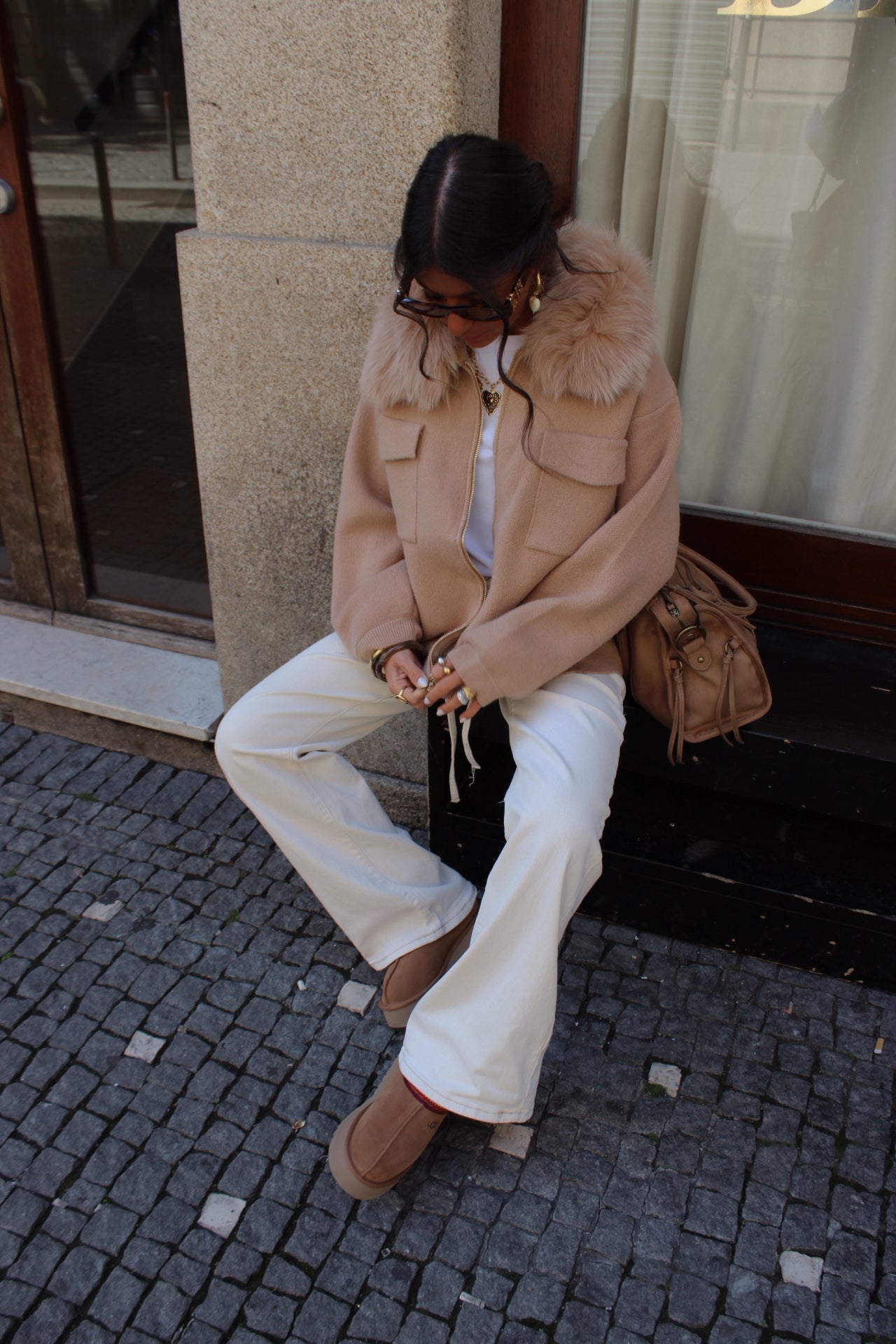 Wool & Cashmere Blend Jacket in Camel