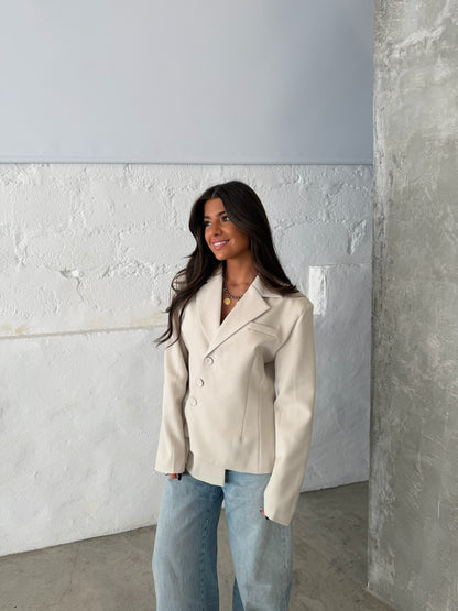 Asymmetric Off White Blazer