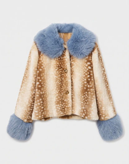 Bambi Print Faux Fur Jacket