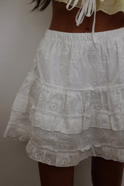 Embroidered Eyelet Skirt with Built-in Shorts
