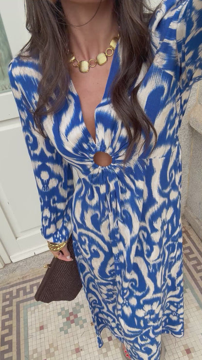 Azure Ikat Maxi Dress