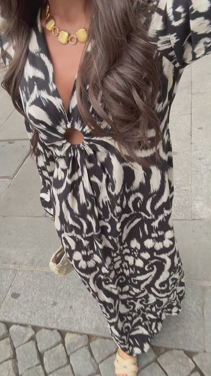 Black & White Ikat Maxi Dress