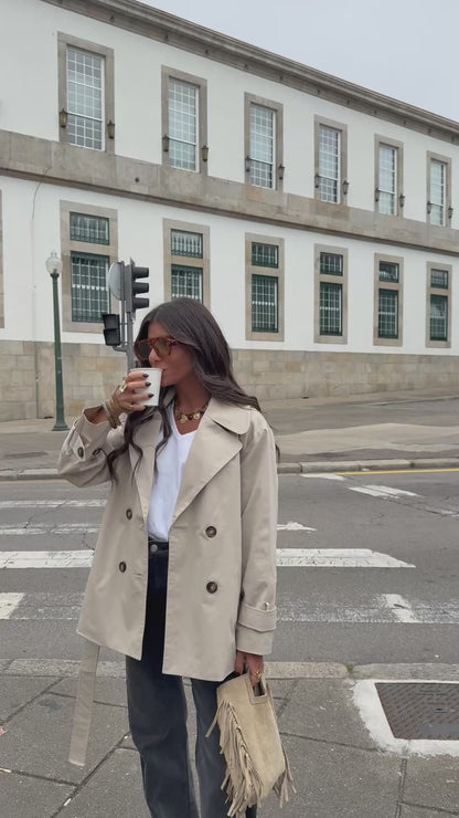 Belted Trench Coat in Beige