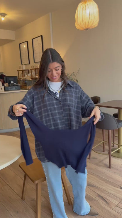 Two-in-One Shirt in Navy (w/ satin lining)