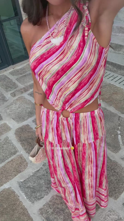 Long Rose-Toned Dress with Cut-Out Detail hi