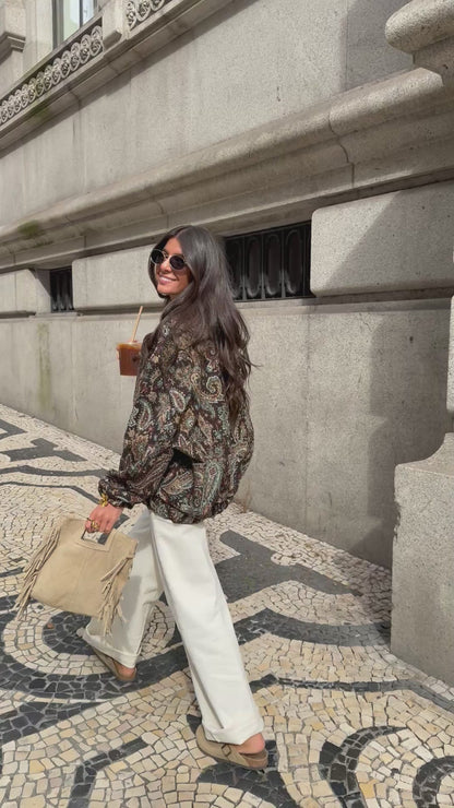 Paisley Bomber Jacket - Brown Tones