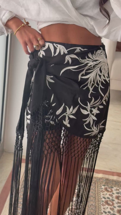 Fringed Skirt in Black