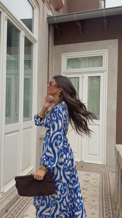 Azure Ikat Maxi Dress