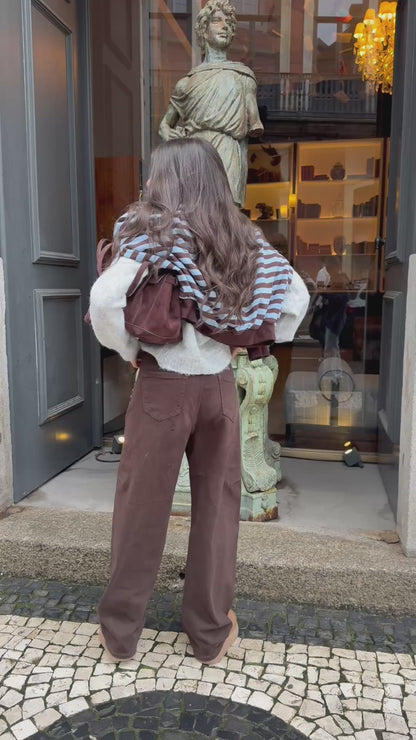 Brown Studded Wide-Leg Pants